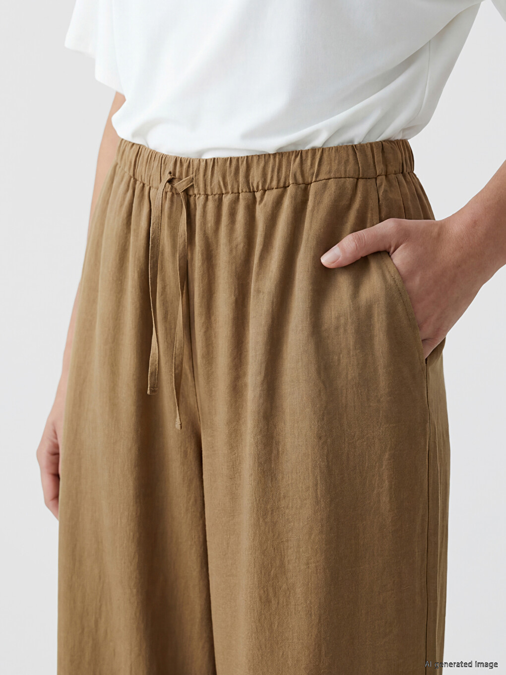 Elastic Waist Wide Leg Women's Trousers-2