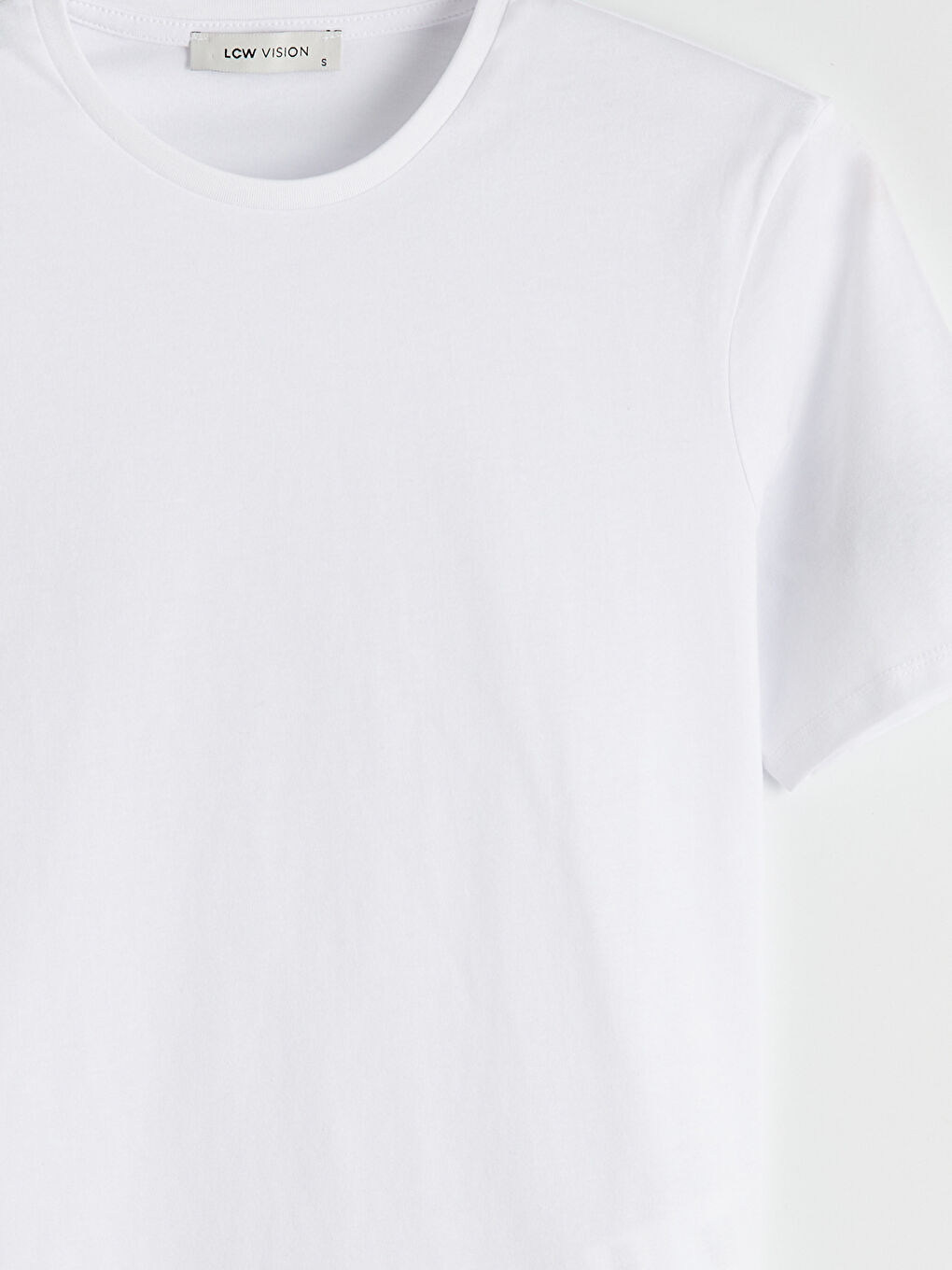 Beyaz Bisiklet Yaka Kadın Tişört-2