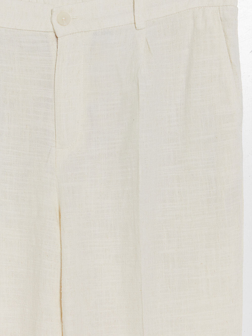 Bej Regular Fit Keten Karışımlı Erkek Pileli Pantolon-5
