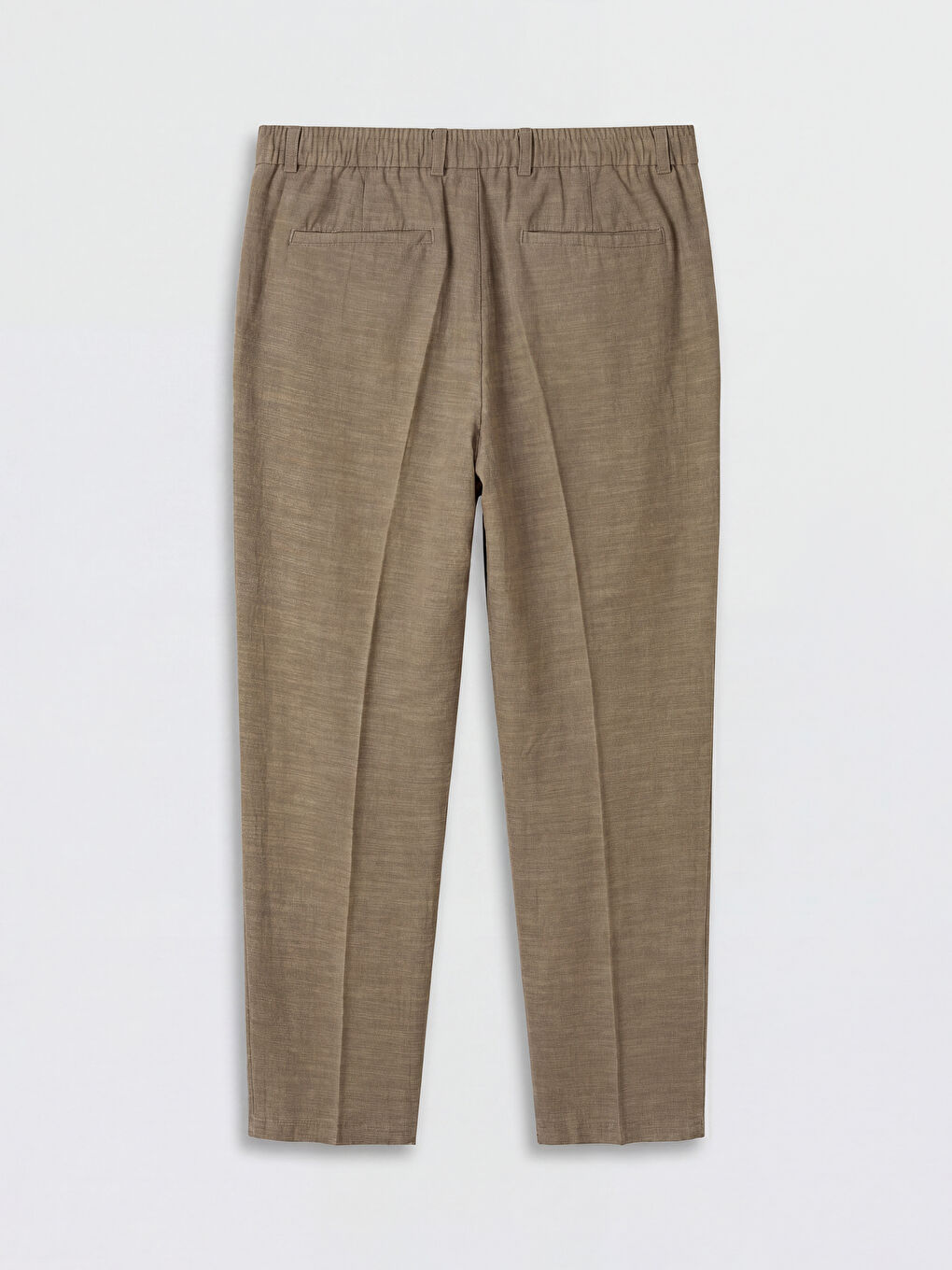 Kahverengi Regular Fit Keten Karışımlı Erkek Pileli Pantolon-1