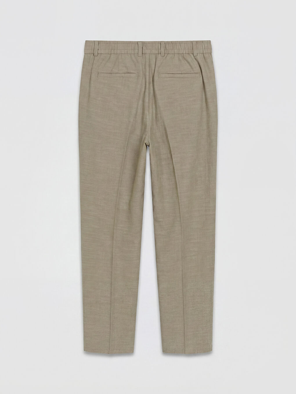 Bej Regular Fit Keten Karışımlı Erkek Pileli Pantolon-1