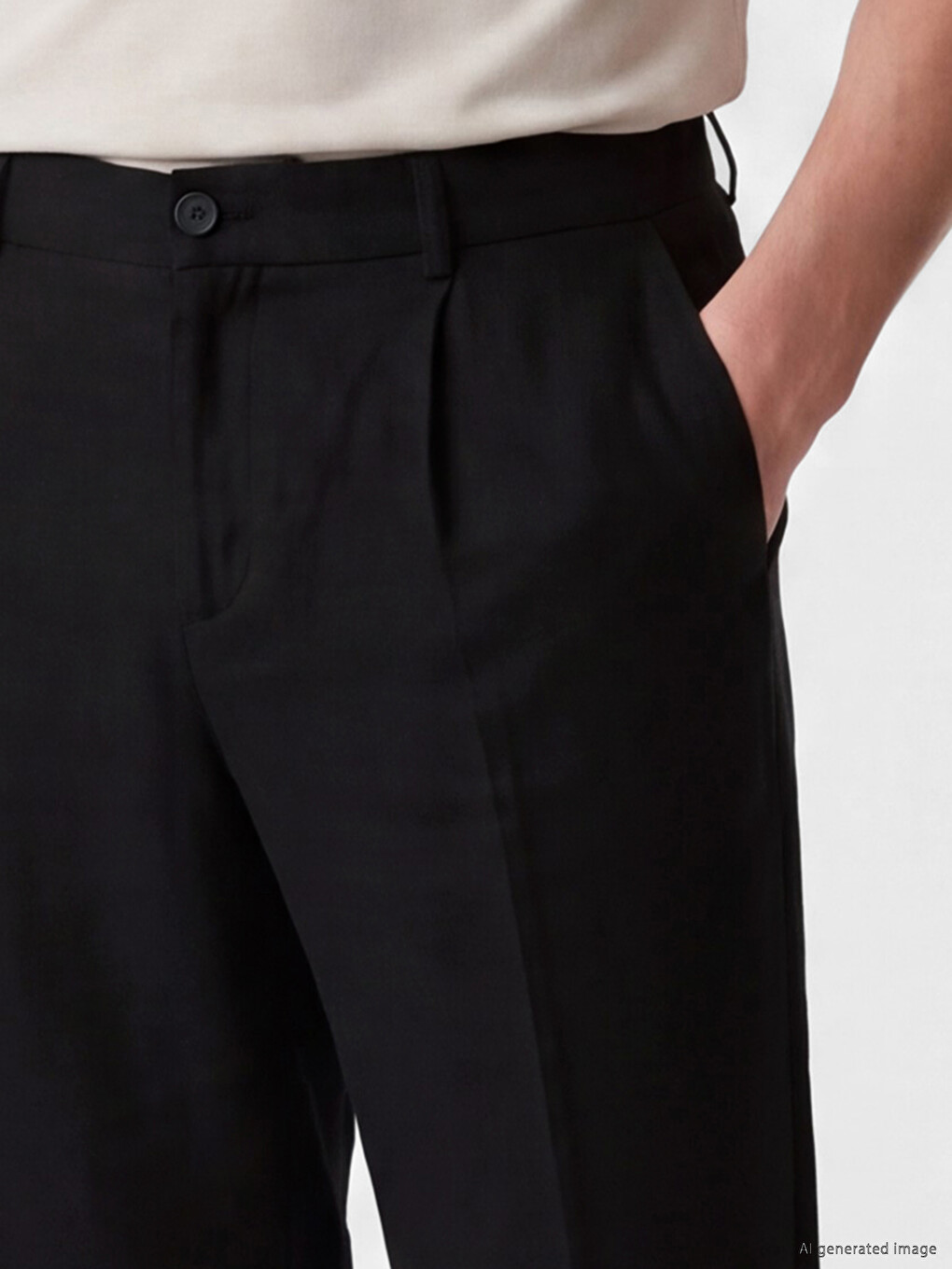 Pantalone ravnog kroja od mešavine lana sa faltama za muškarce-2
