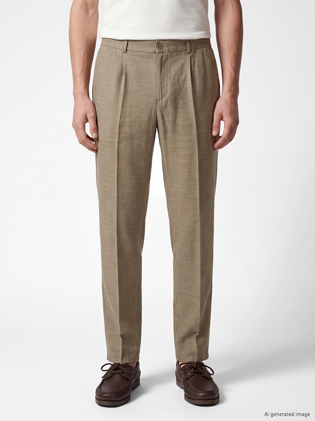 Regular Fit Linen Blend Men's Pleated Trousers-1