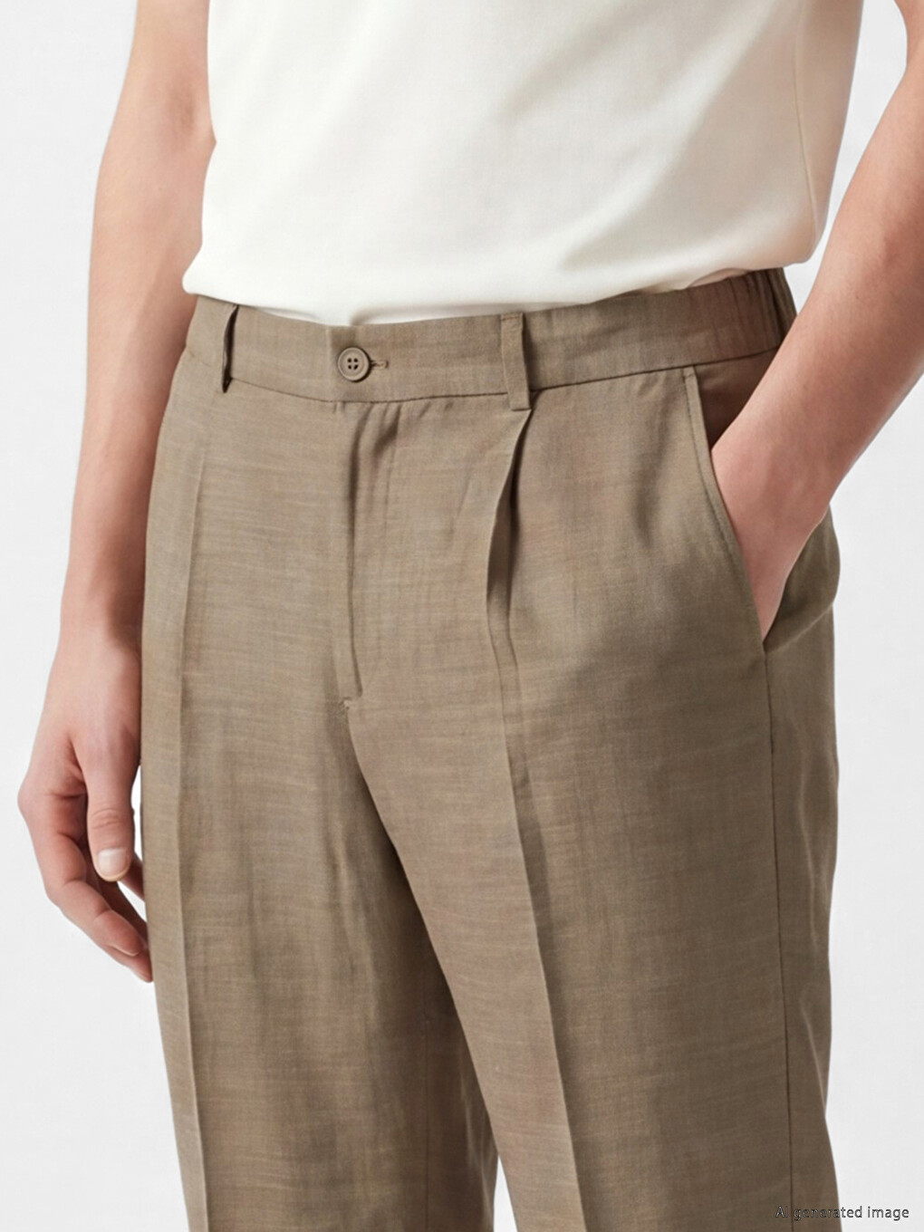 Regular Fit Linen Blend Men's Pleated Trousers-2