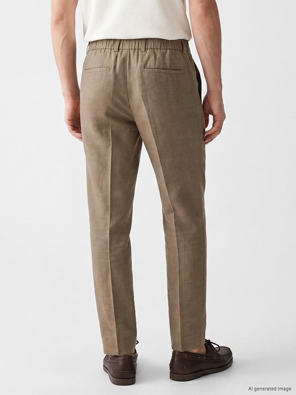 Regular Fit Linen Blend Men's Pleated Trousers-3