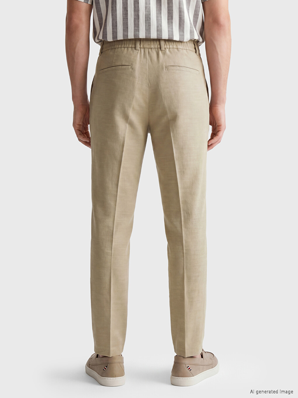 Regular Fit Linen Blend Men's Pleated Trousers-3