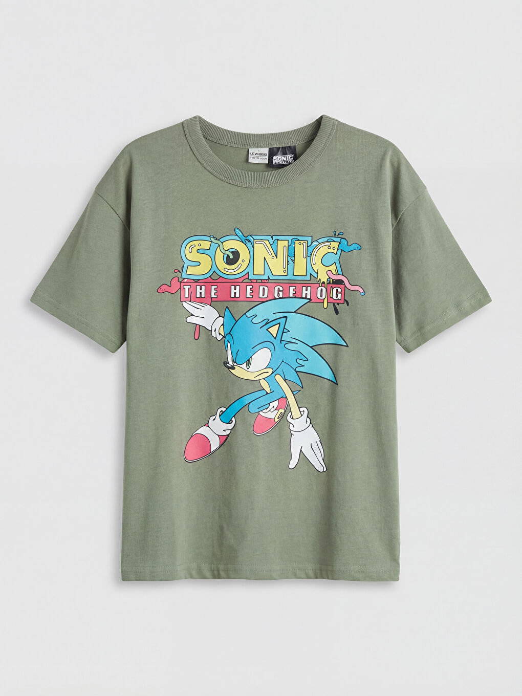 Haki Sonic Baskılı Erkek Çocuk Tişört ve Şort-4