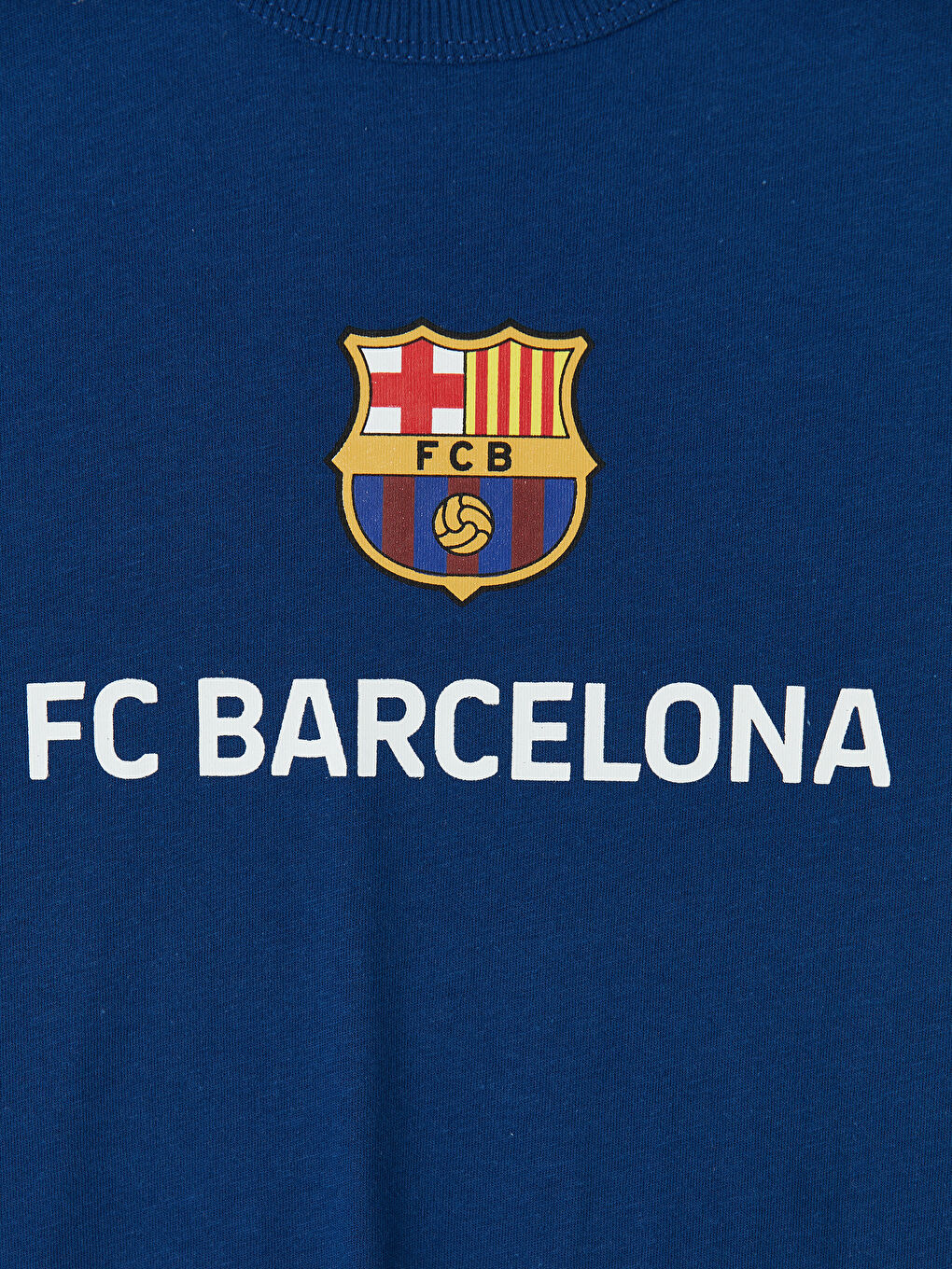 Lacivert Bisiklet Yaka FC Barcelona Baskılı Erkek Çocuk Tişört-3
