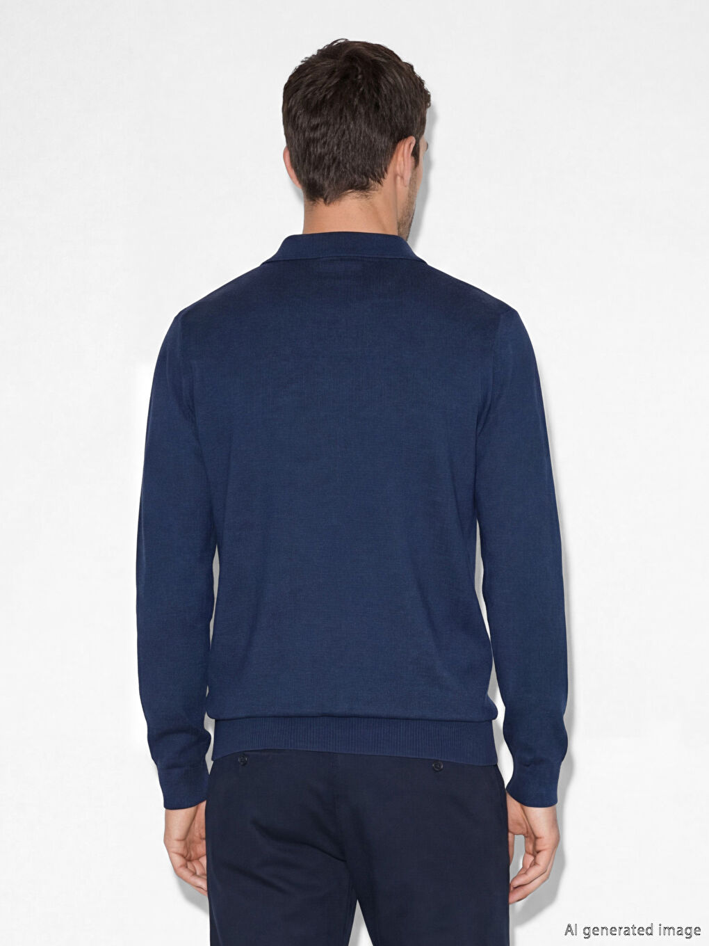 İndigo Polo Yaka Erkek Triko Kazak-2