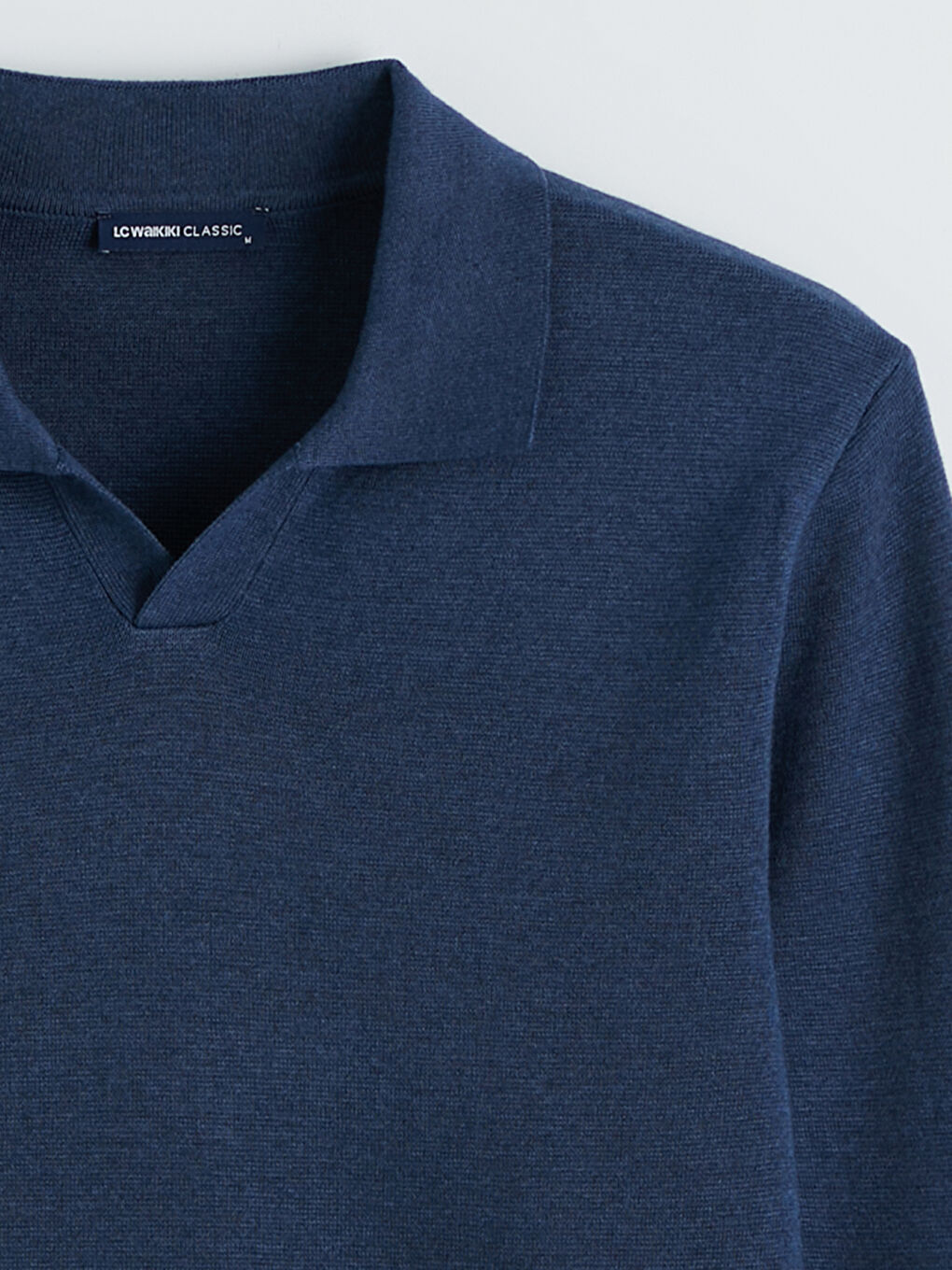 İndigo Polo Yaka Erkek Triko Kazak-1