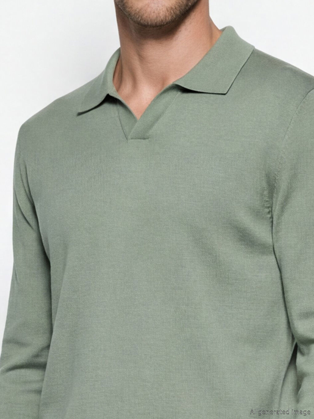 Haki Polo Yaka Erkek Triko Kazak-2