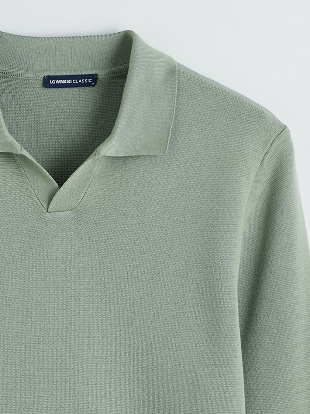 Haki Polo Yaka Erkek Triko Kazak-1