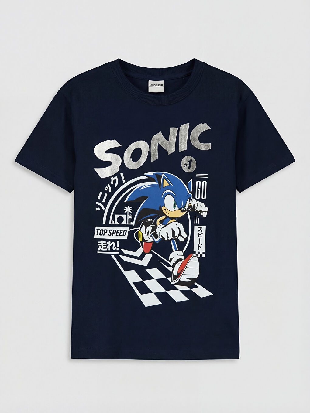 Lacivert Sonic Baskılı Erkek Çocuk Tişört