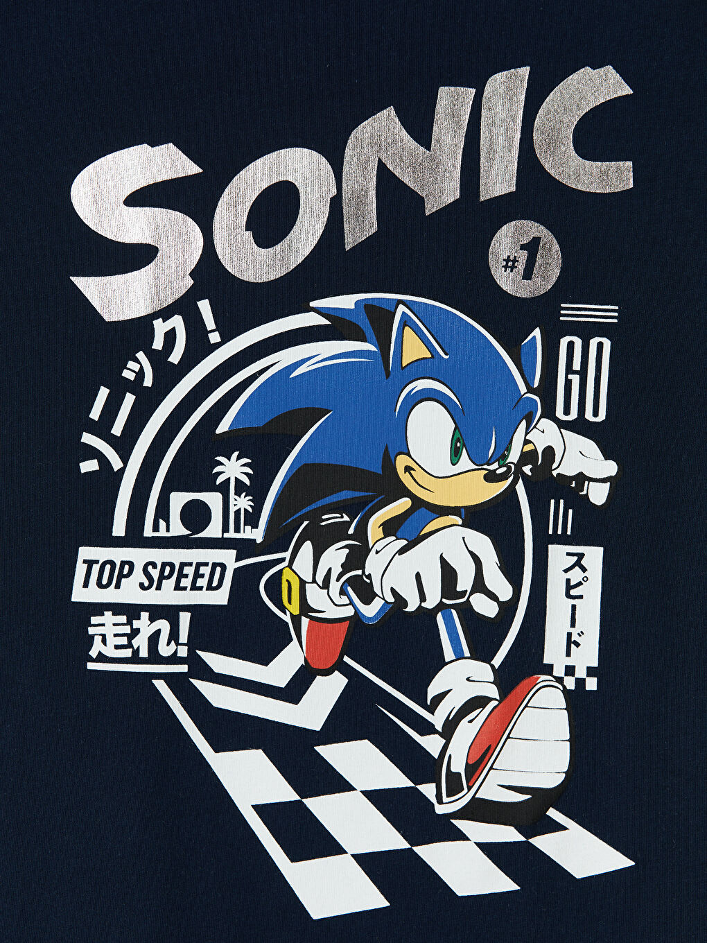 Lacivert Sonic Baskılı Erkek Çocuk Tişört-2