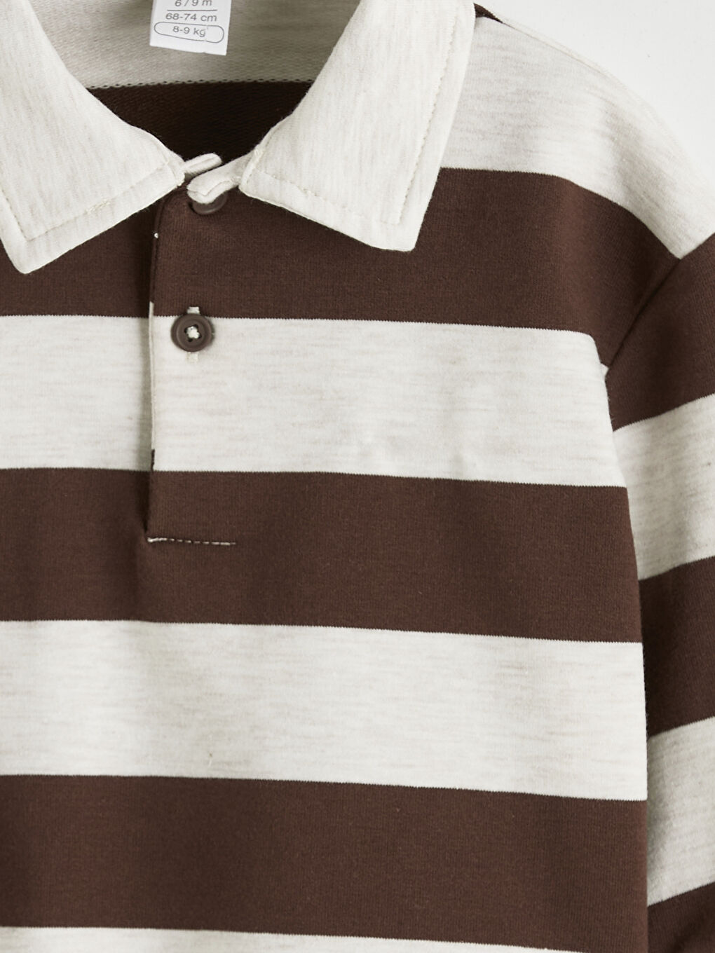 Kahverengi Polo Yaka Çizgili Erkek Bebek Sweatshirt ve Eşofman Altı-5