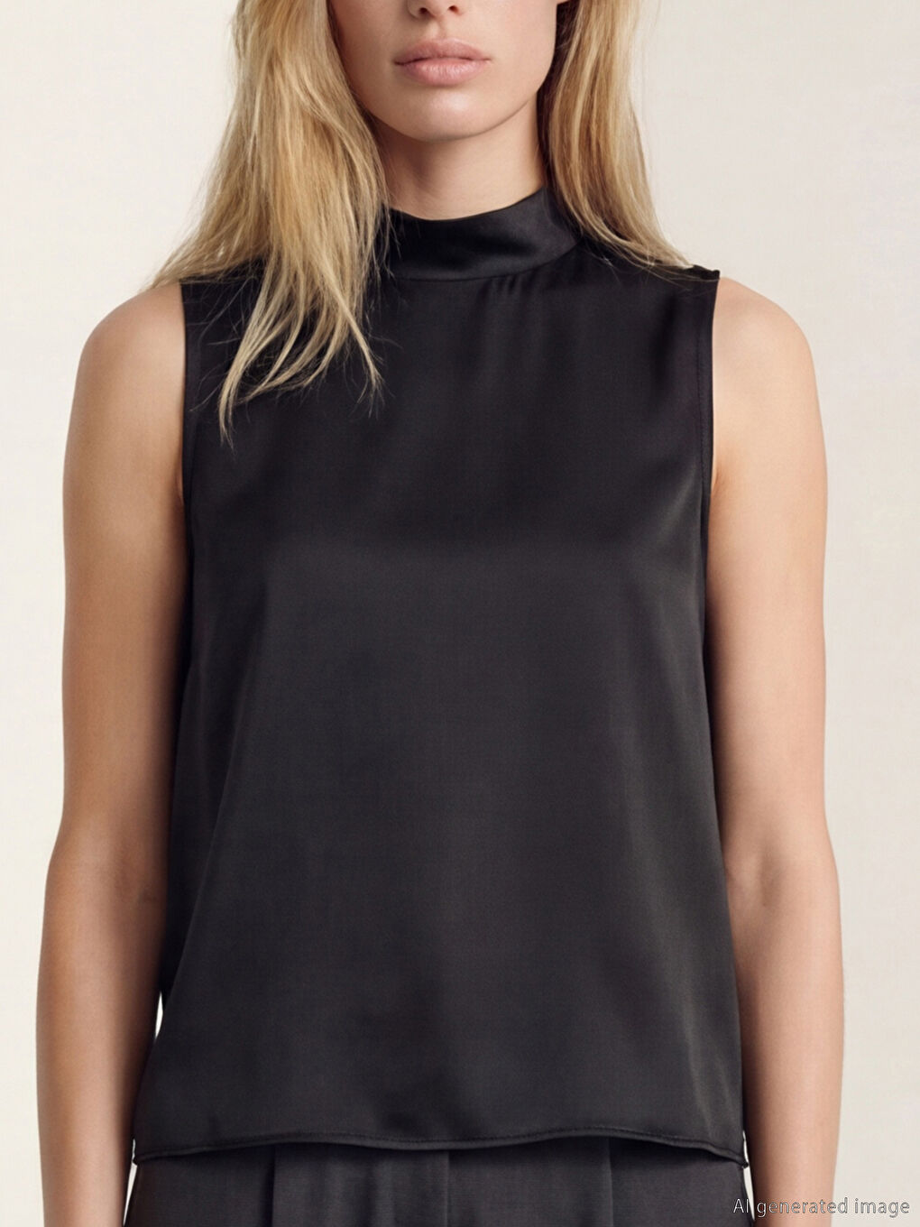 Siyah Dik Yaka Saten Bluz-2