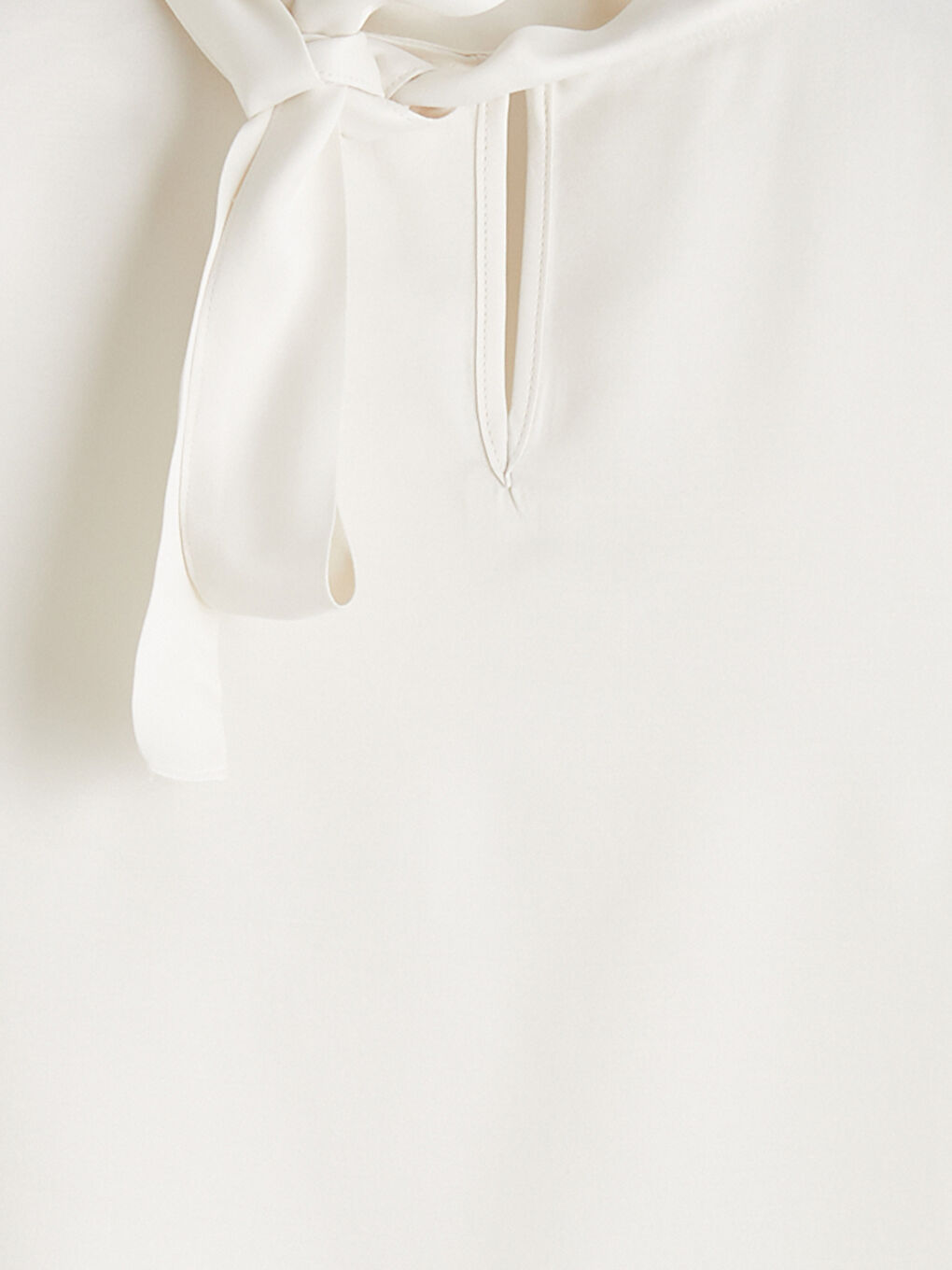 Ekru Fular Yaka Saten Bluz-6