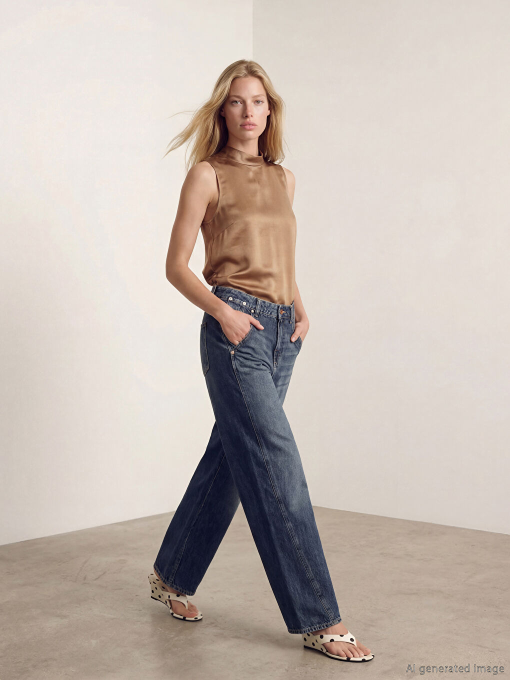 Kahverengi Fular Yaka Saten Bluz-1