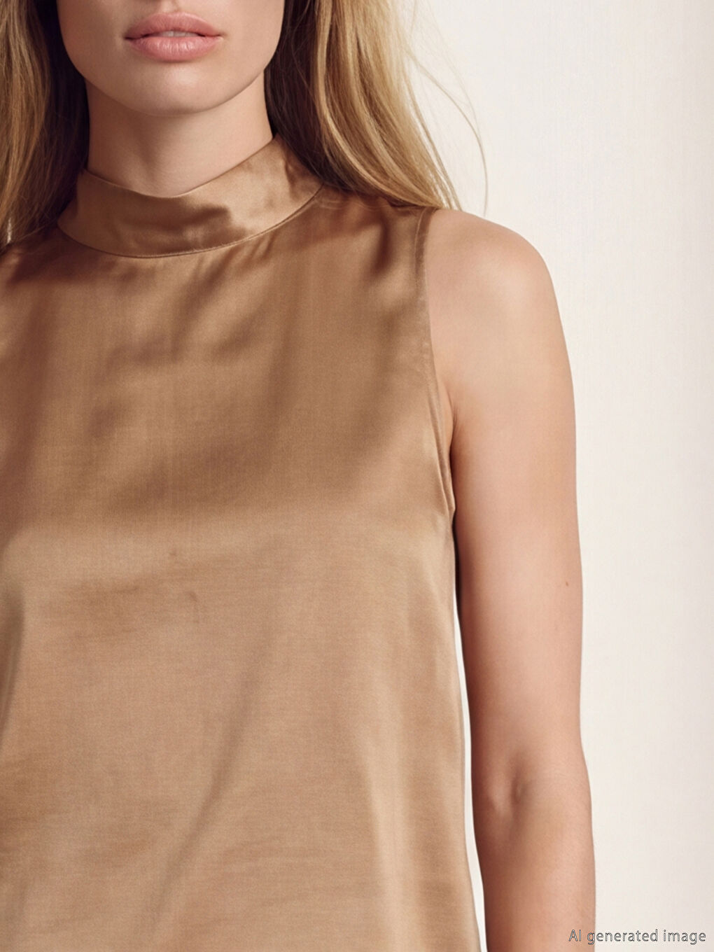 Kahverengi Fular Yaka Saten Bluz-2