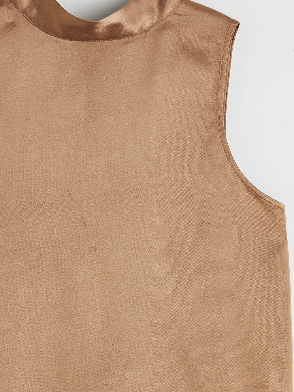 Kahverengi Fular Yaka Saten Bluz-5