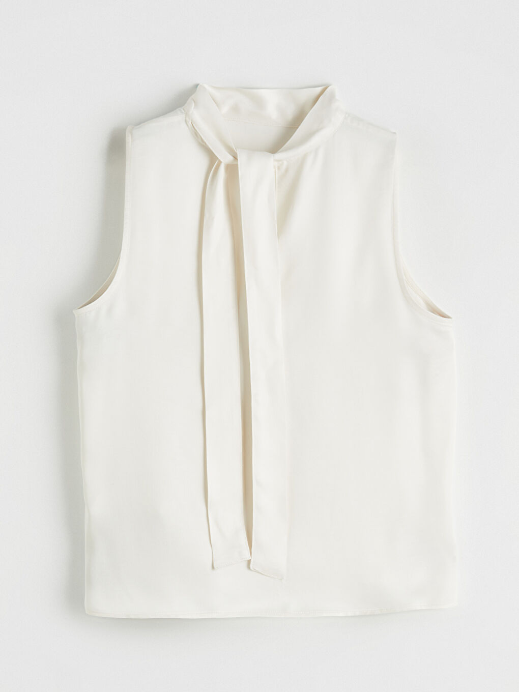 Ekru Fular Yaka Saten Bluz-4