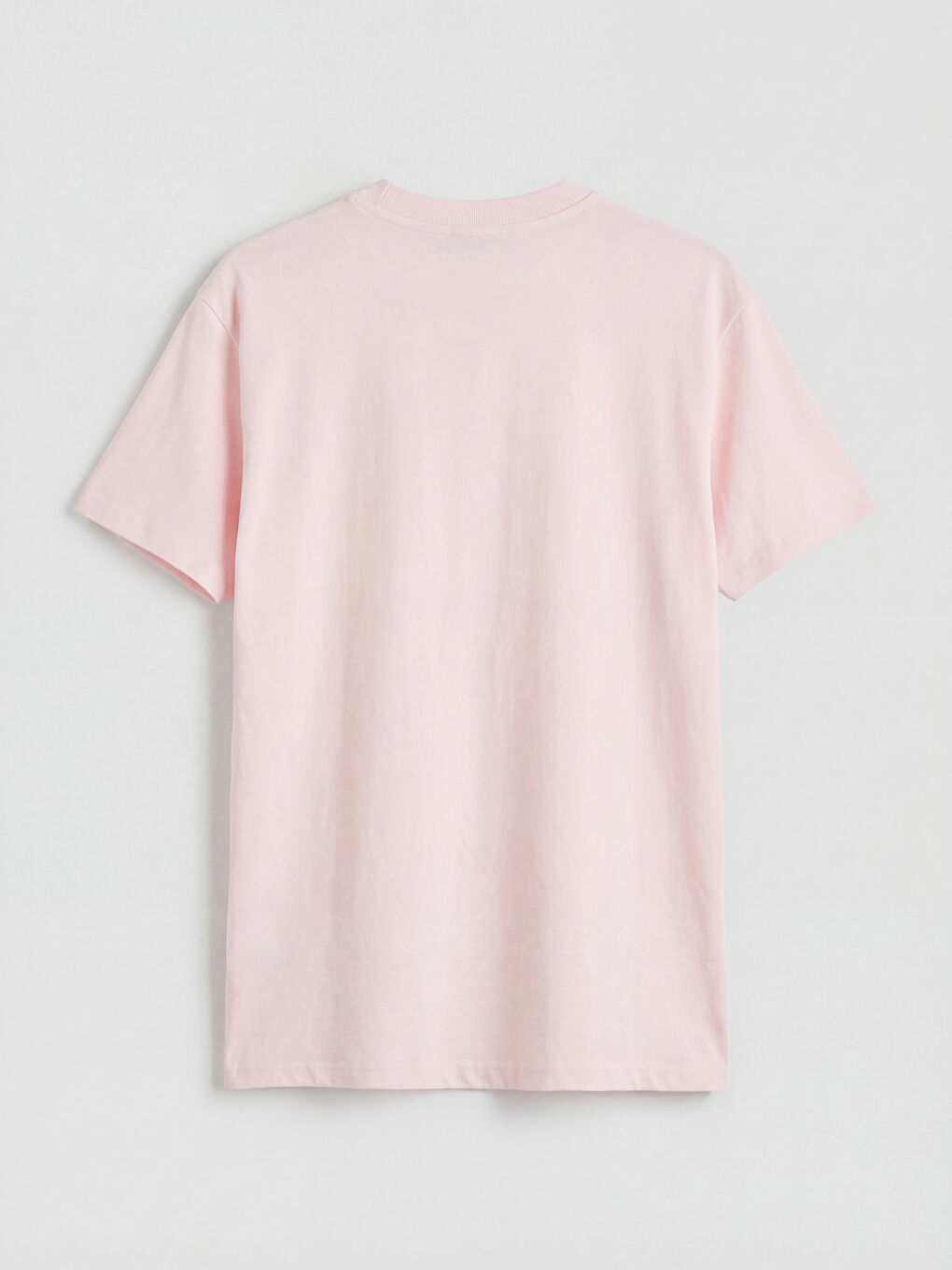 Pembe Bisiklet Yaka Dantel Nakışlı Kadın Tişört-1