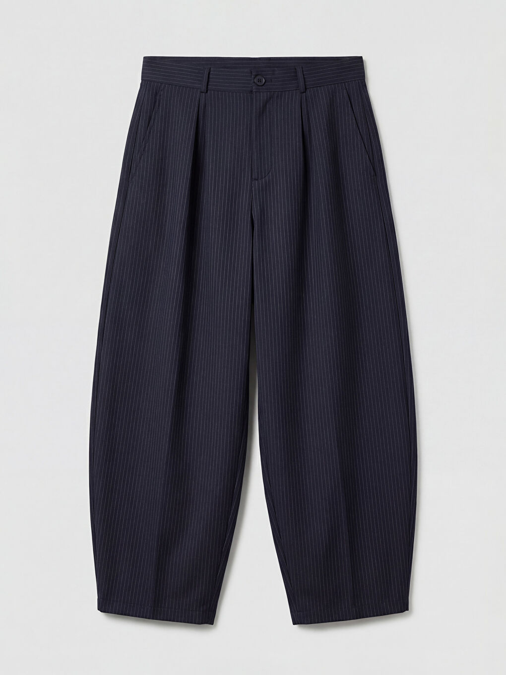 Lacivert Balloon Fit Çizgili Kadın Pantolon-3