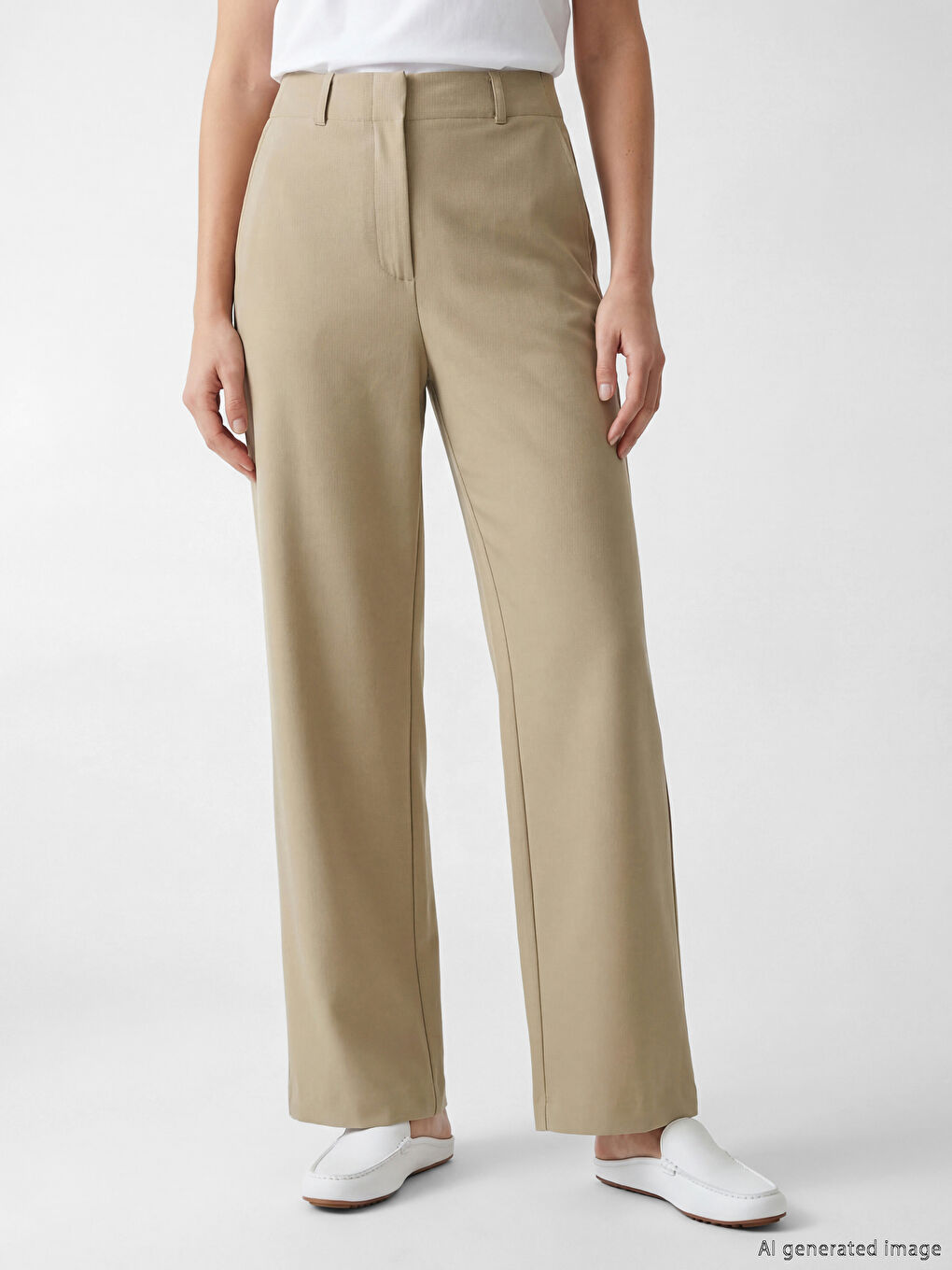 Yeşil Regular Fit Geniş Paça Kadın Pantolon-1