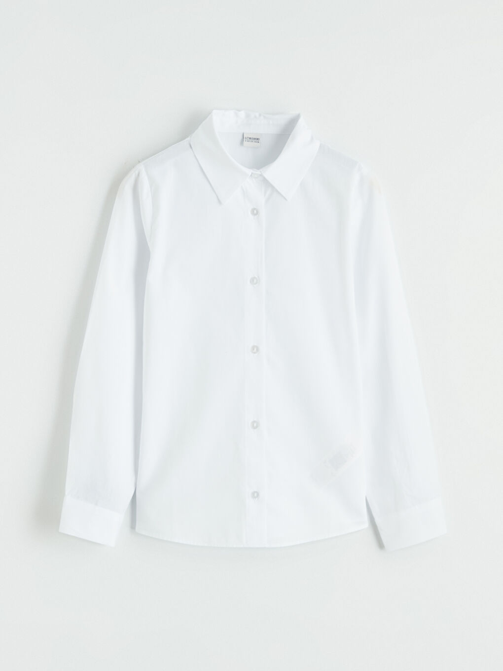 Beyaz Uzun Kollu Kız Çocuk Gömlek