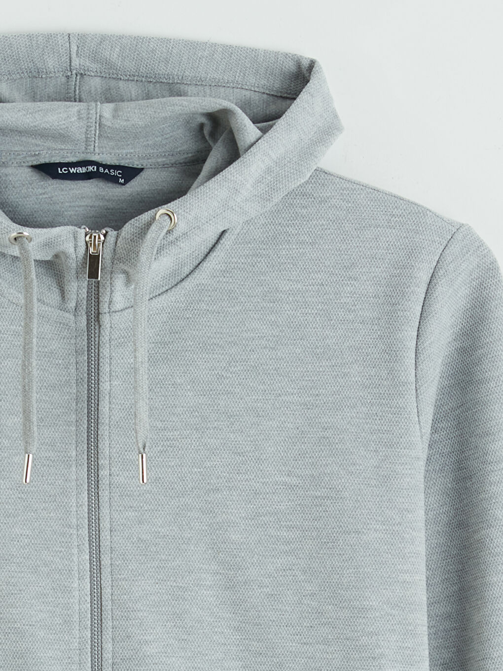 Gri Kapüşonlu Erkek Fermuarlı Sweatshirt-1