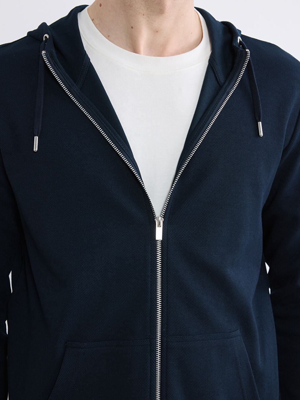 Lacivert Kapüşonlu Erkek Fermuarlı Sweatshirt-2