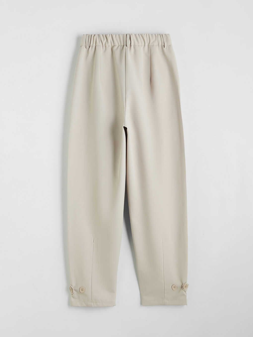 Bej Yüksek Bel Pileli Kadın Kumaş Pantolon	-5