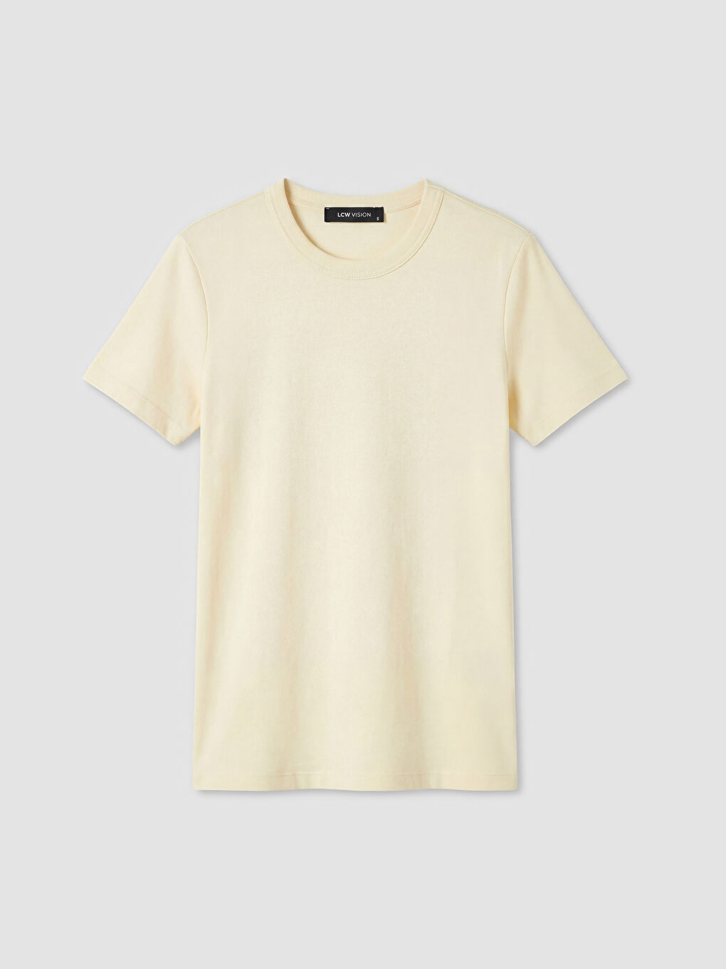 Bej Bisiklet Yaka Kadın Tişört