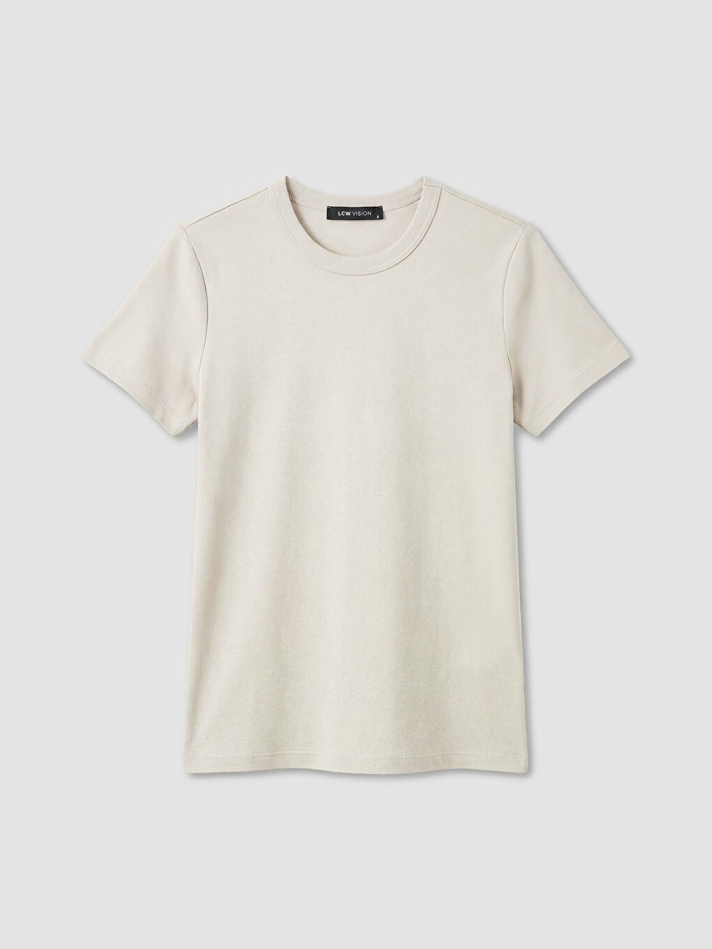 Gri Bisiklet Yaka Kadın Tişört