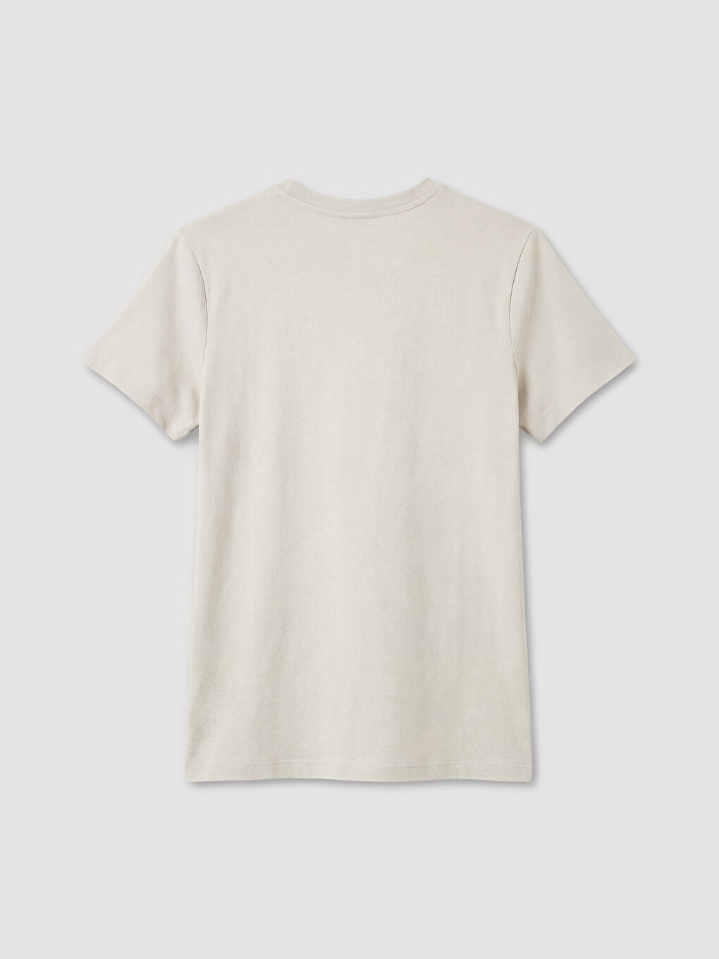 Gri Bisiklet Yaka Kadın Tişört-1