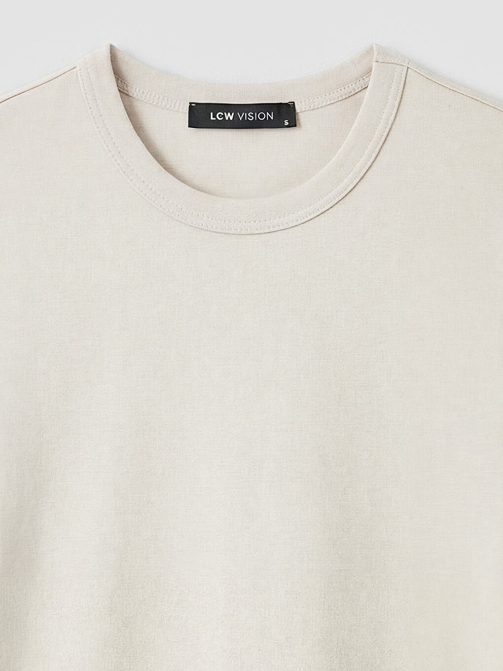 Gri Bisiklet Yaka Kadın Tişört-2