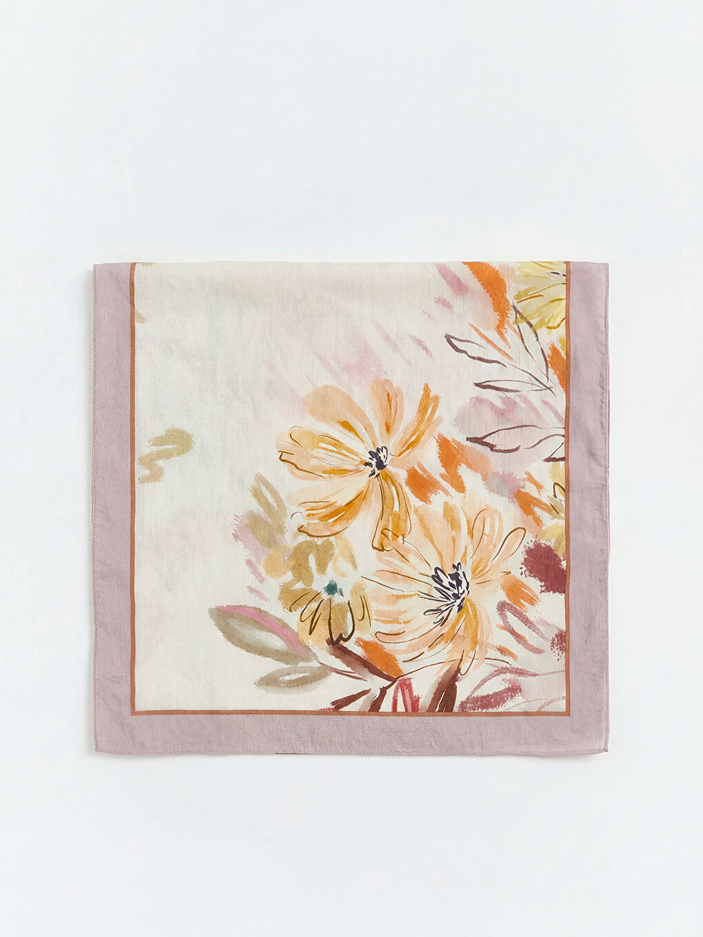 Pembe Çiçek Desenli Kadın Şal-1