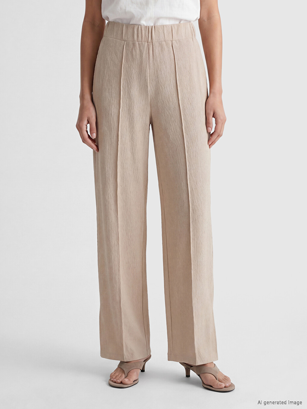 Elastic Waist Slitted Women's Trousers-1