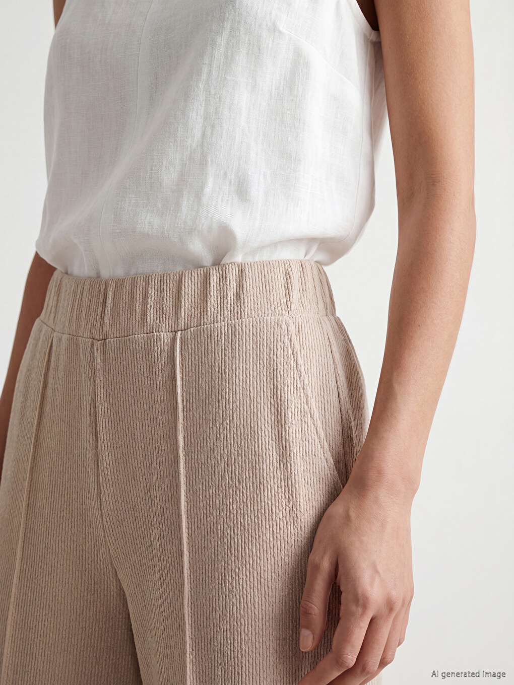 Elastic Waist Slitted Women's Trousers-2
