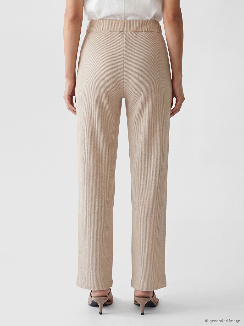 Elastic Waist Slitted Women's Trousers-3