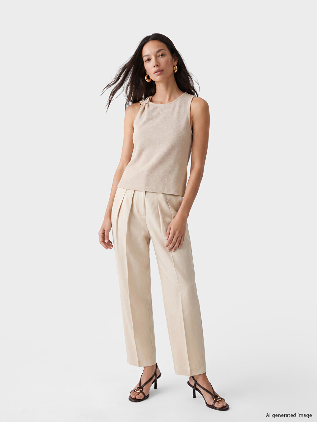 Woman Beige Tank Top-1