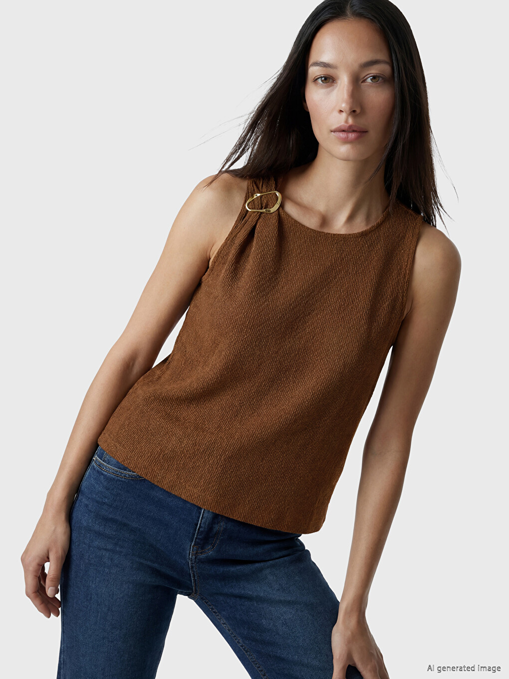 Crew Neck Ruched Women's Tank Top