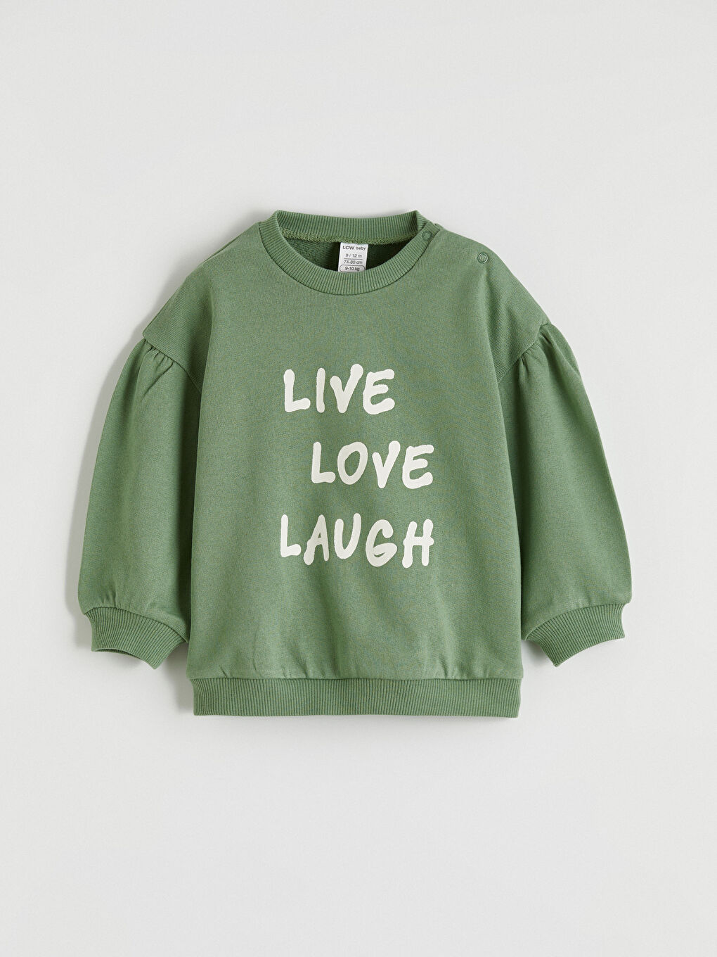 Yeşil Slogan Baskılı Kız Bebek Swatshirt ve Eşofman Altı-1