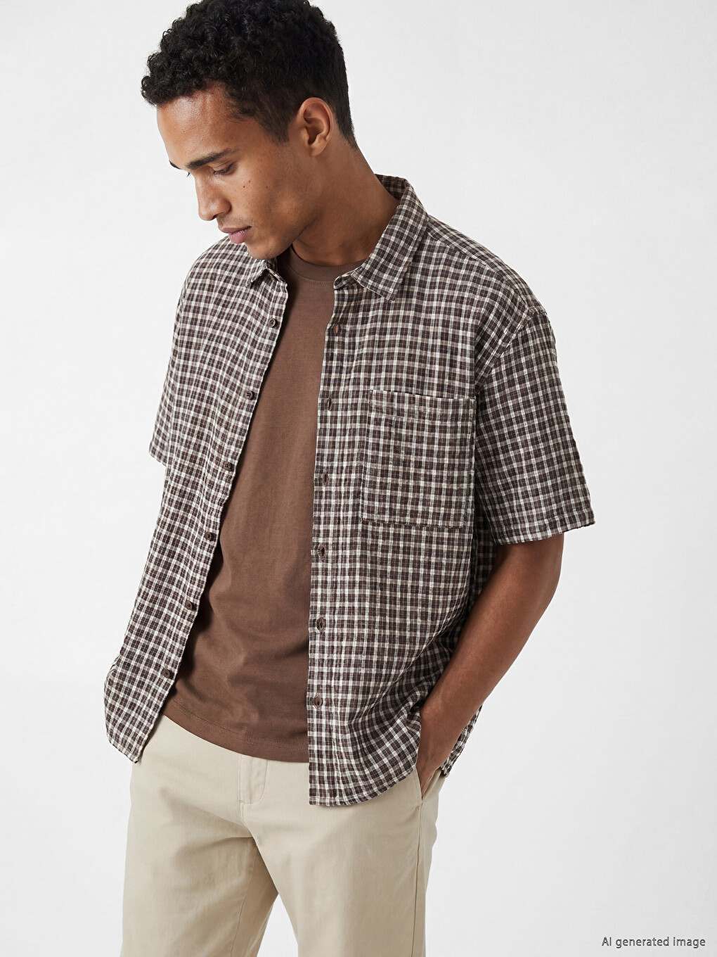 Regular Fit Plaid Men's Dobby Shirt