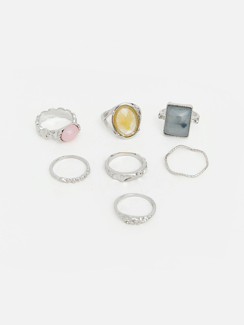 Gri Taşlı Kadın Yüzük Seti 7'li-1