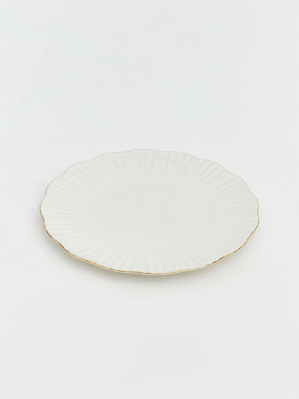 Beyaz Yaldız Detaylı Porselen Tabak	