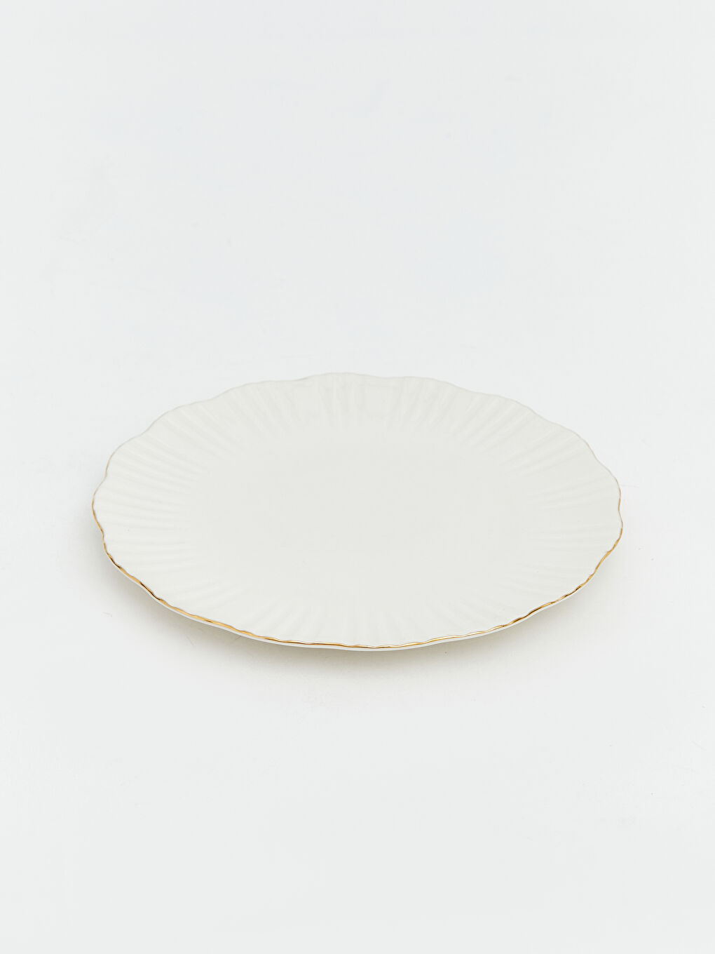 Beyaz Yaldız Detaylı Porselen Tabak	-2