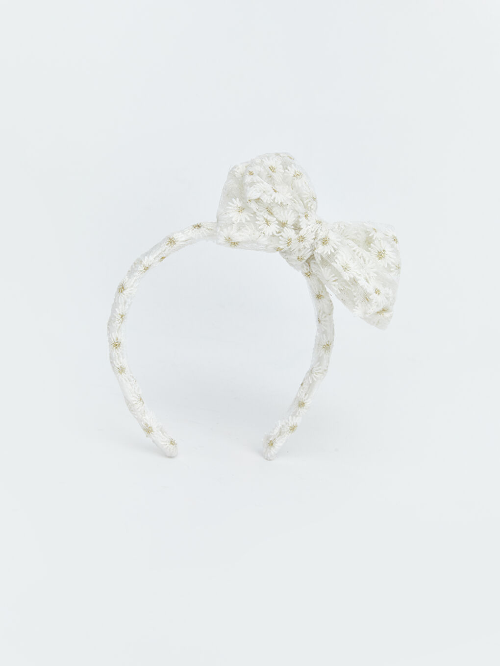 Ekru Fiyonk Detaylı Kız Bebek Taç-2