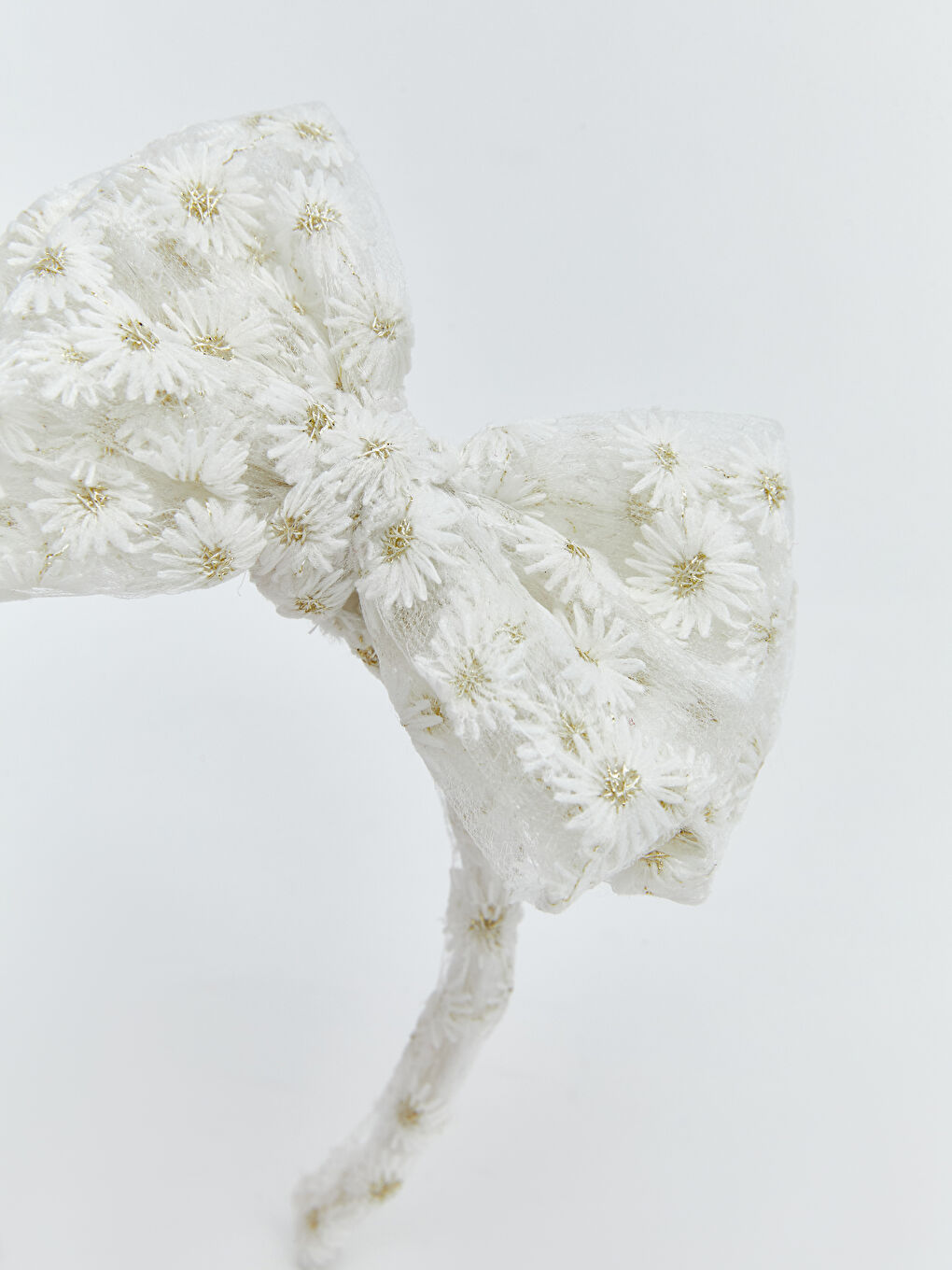 Ekru Fiyonk Detaylı Kız Bebek Taç-3