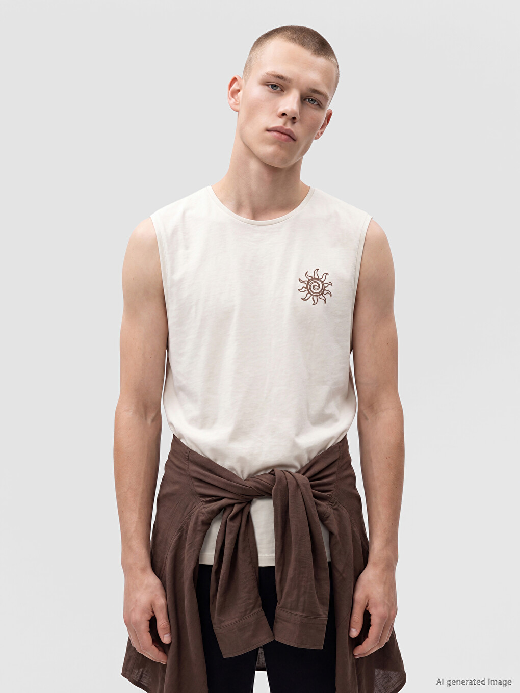 Crew Neck Printed Men's Sleeveless T-shirt